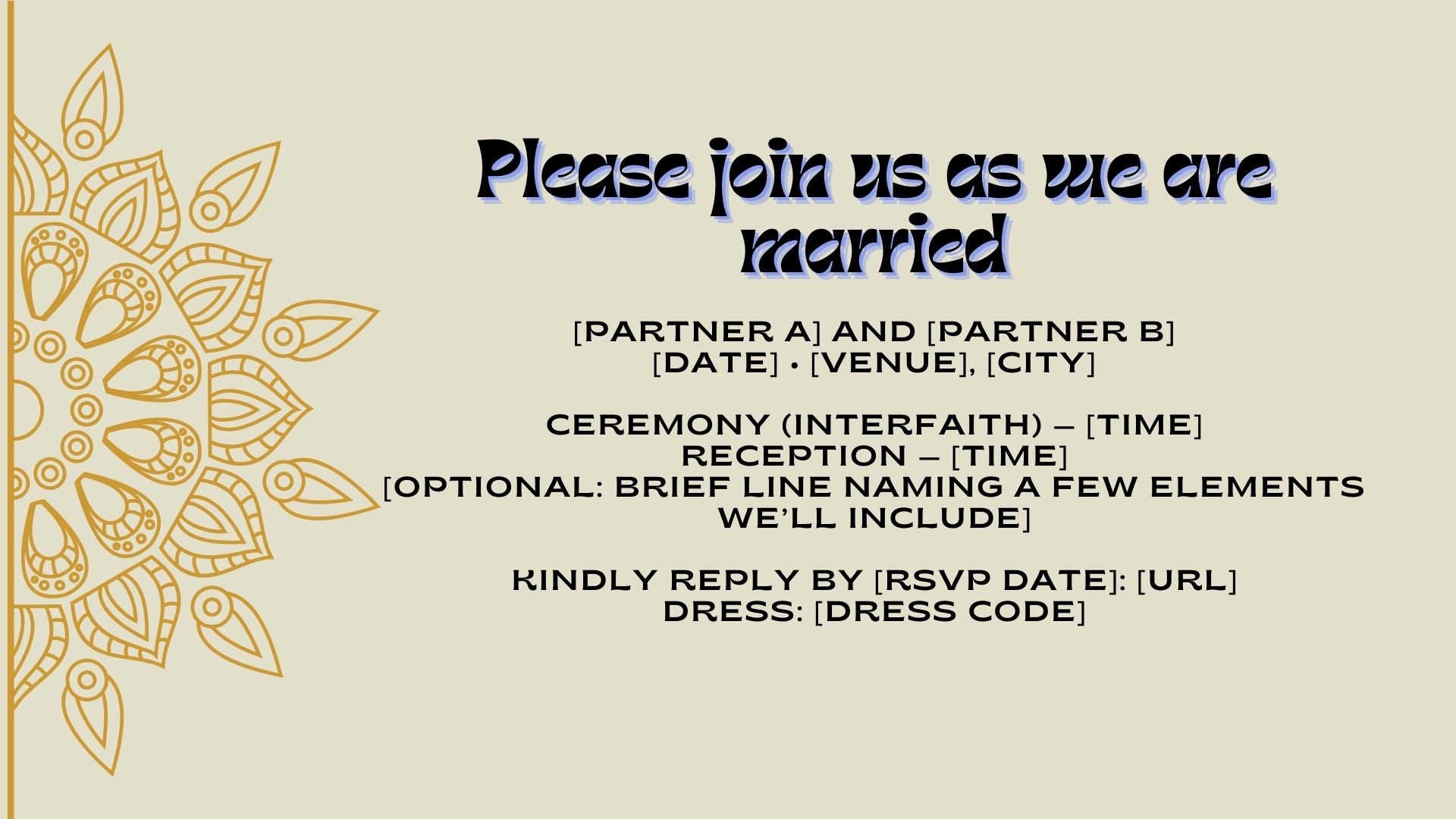 Classic cream invitation with black calligraphy and wax seal